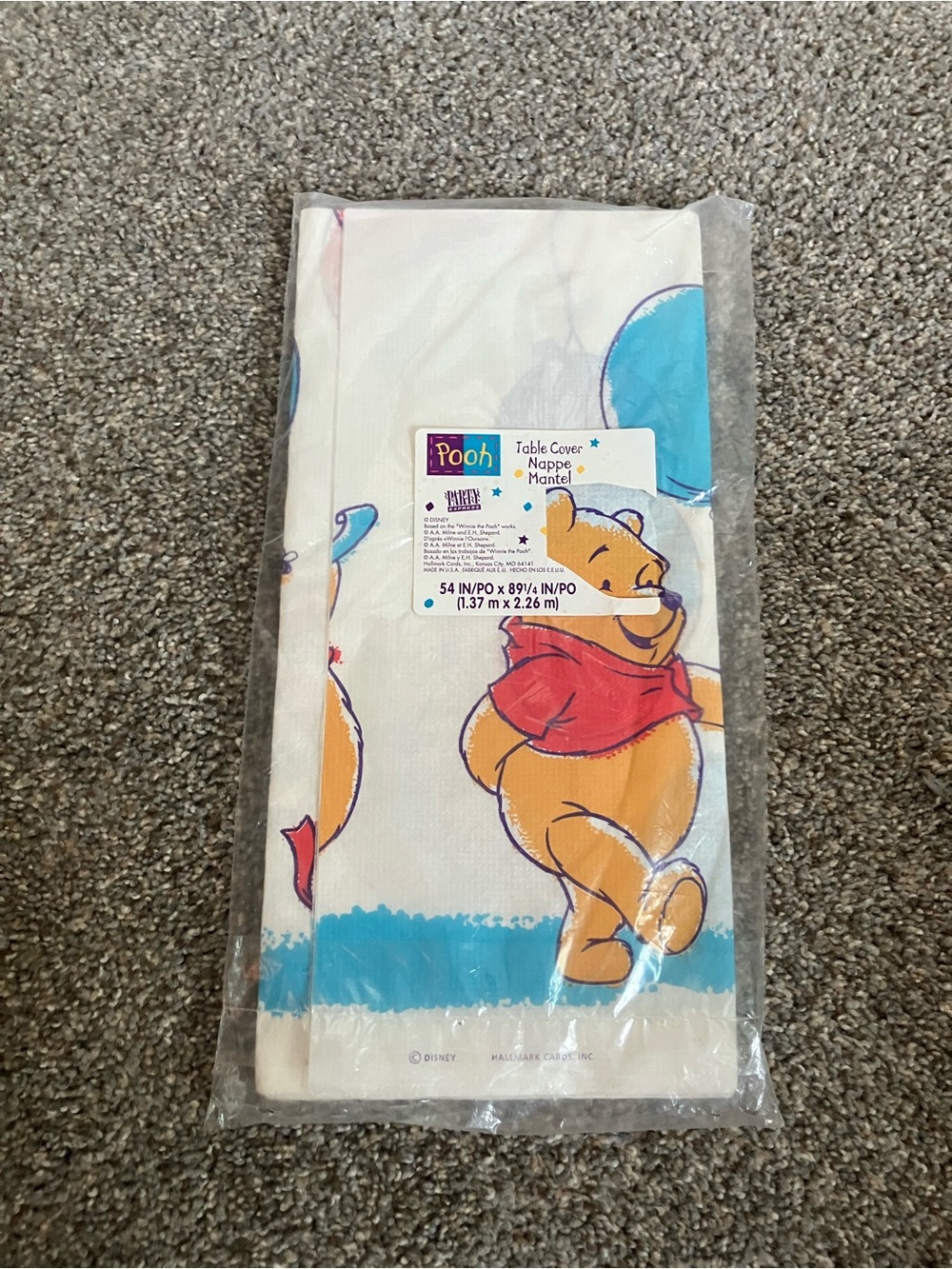 Vintage Winnie the Pooh Disposable Table Cloth NWT